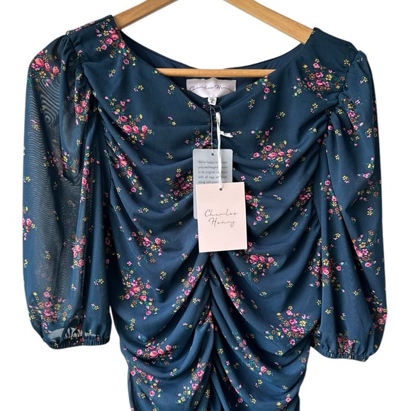 Charles Henry Floral Ruched Dress NWT - Picture 6 of 14